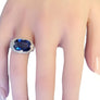 Signed Art Deco Platinum Diamond Ring Synthetic Blue Oval Sapphire Center Stone - Joseph Diamonds
