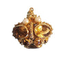 Vintage Pendant Crown 18k Yellow Gold Charm Oval Citrine and Pearls - Joseph Diamonds