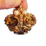 Vintage Pendant Crown 18k Yellow Gold Charm Oval Citrine and Pearls - Joseph Diamonds