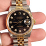 Rolex Men's Datejust Watch 16233 Black Diamond Dial w/ box and papers - Joseph Diamonds