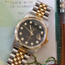 Rolex Men's Datejust Watch 16233 Black Diamond Dial w/ box and papers - Joseph Diamonds