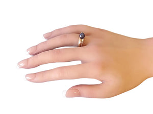 14k Signed HK Estate Ring Tahitian Pearl Rose and White Gold with VS Diamonds - Joseph Diamonds
