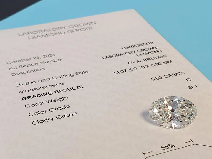 5.03ct Oval Lab Grown Diamond G SI1 Loose Diamond Extremely High Quality - Joseph Diamonds