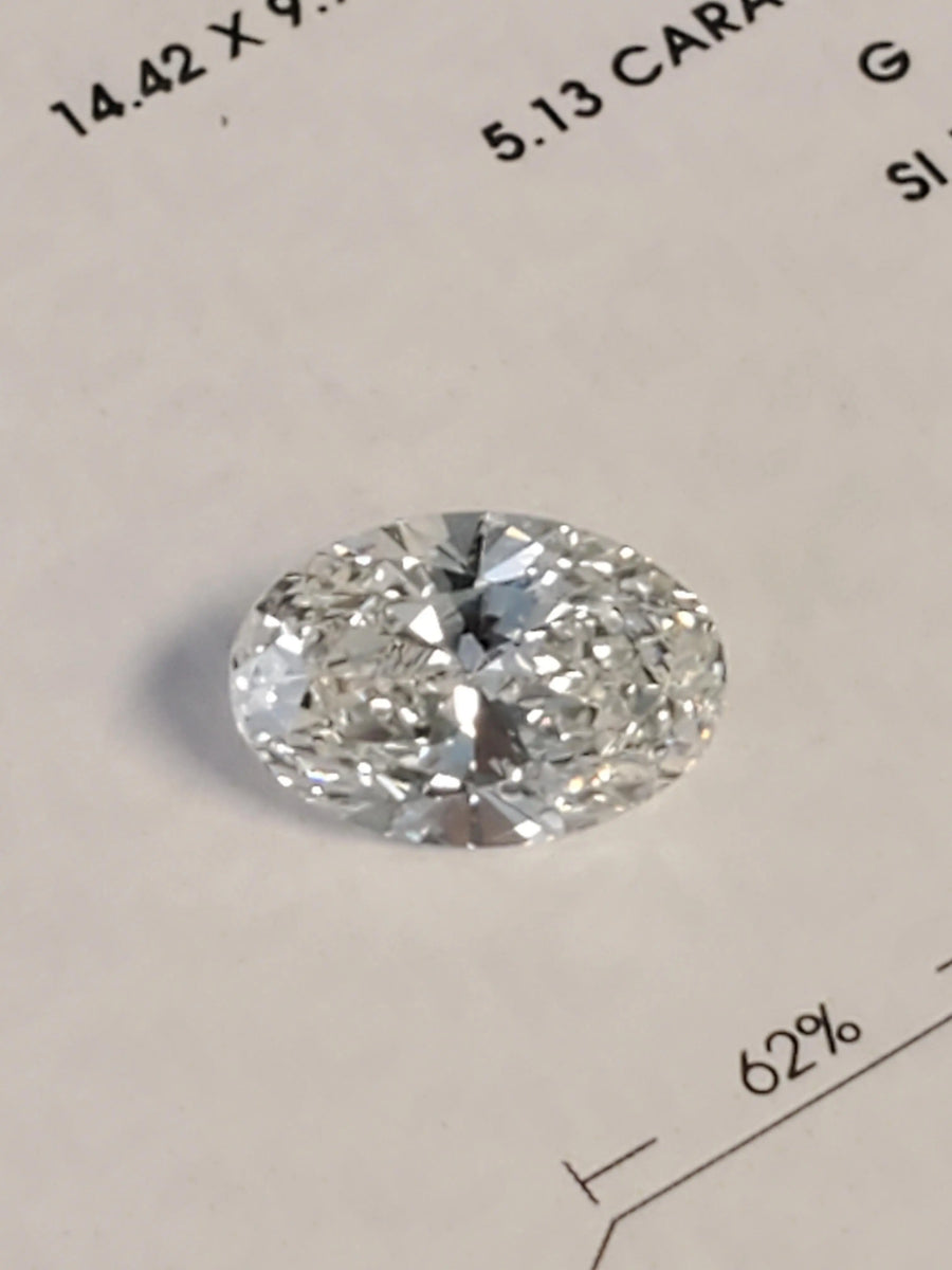 5.13ct Oval Lab Grown Diamond G SI1 Loose Diamond Extremely High Quality - Joseph Diamonds