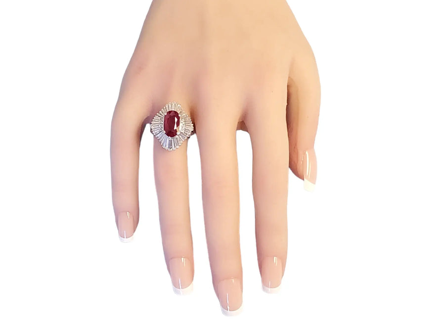 Burma Ruby 3.19ct Oval Vivid Red Pigeons Blood Ruby GIA Platinum 1.78tcw diamond Joseph Diamonds