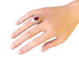 Burma Ruby 3.19ct Oval Vivid Red Pigeons Blood Ruby GIA Platinum 1.78tcw diamond Joseph Diamonds