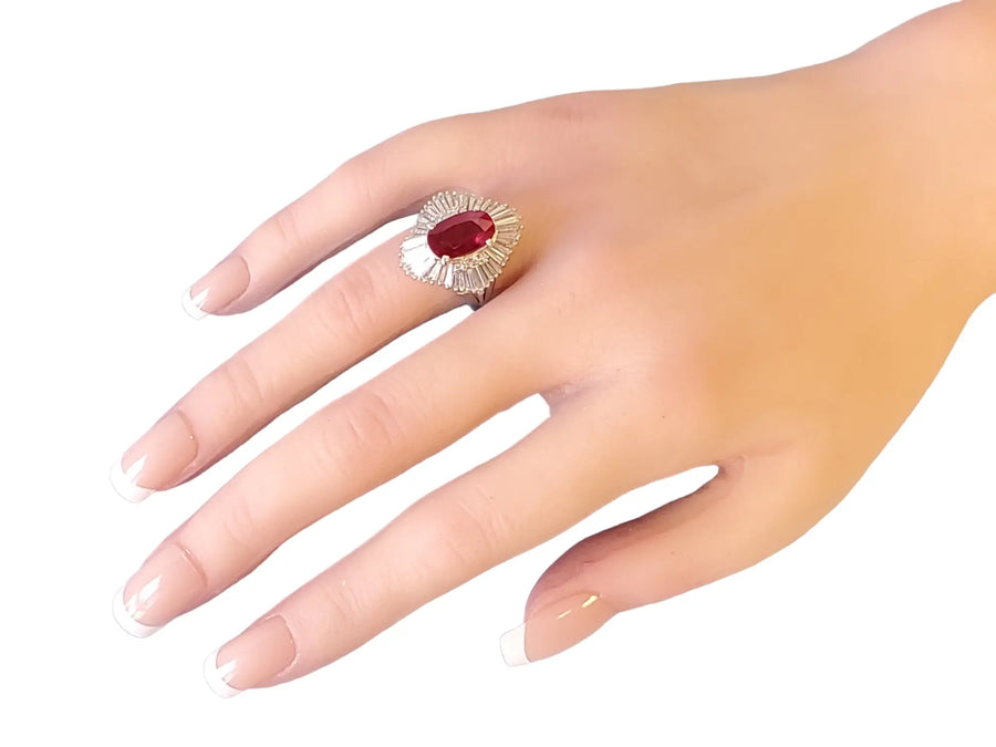 Burma Ruby 3.19ct Oval Vivid Red Pigeons Blood Ruby GIA Platinum 1.78tcw diamond Joseph Diamonds