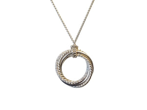 David Yurman Crossover Pendant Necklace Sterling Silver with Diamonds, 26mm - Joseph Diamonds