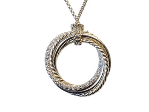 David Yurman Crossover Pendant Necklace Sterling Silver with Diamonds, 26mm - Joseph Diamonds