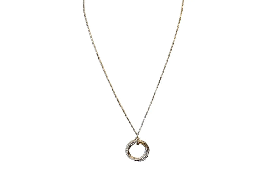 David Yurman Crossover Pendant Necklace Sterling Silver with Diamonds, 26mm - Joseph Diamonds