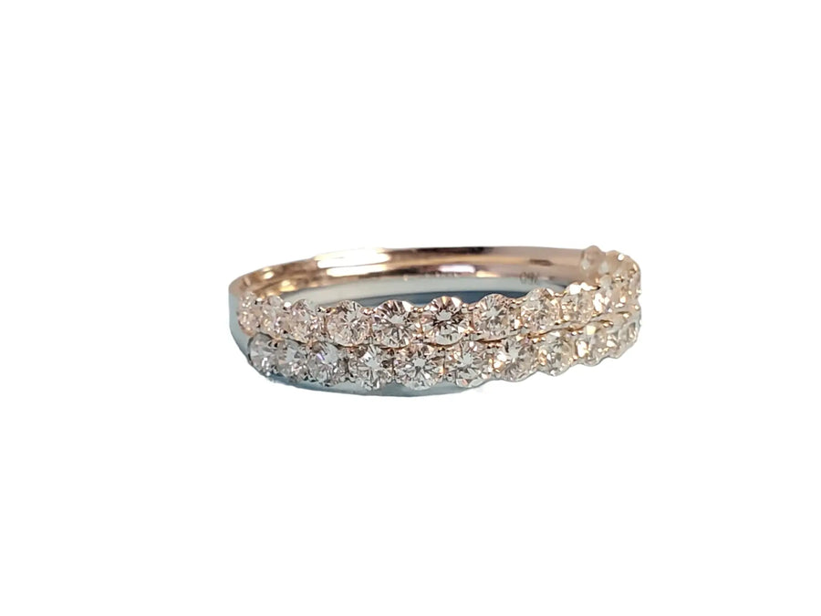 Diamond Band, Ring Two Rows 18k white gold 1.2tcw Beautiful VS Colorless Diamond - Joseph Diamonds