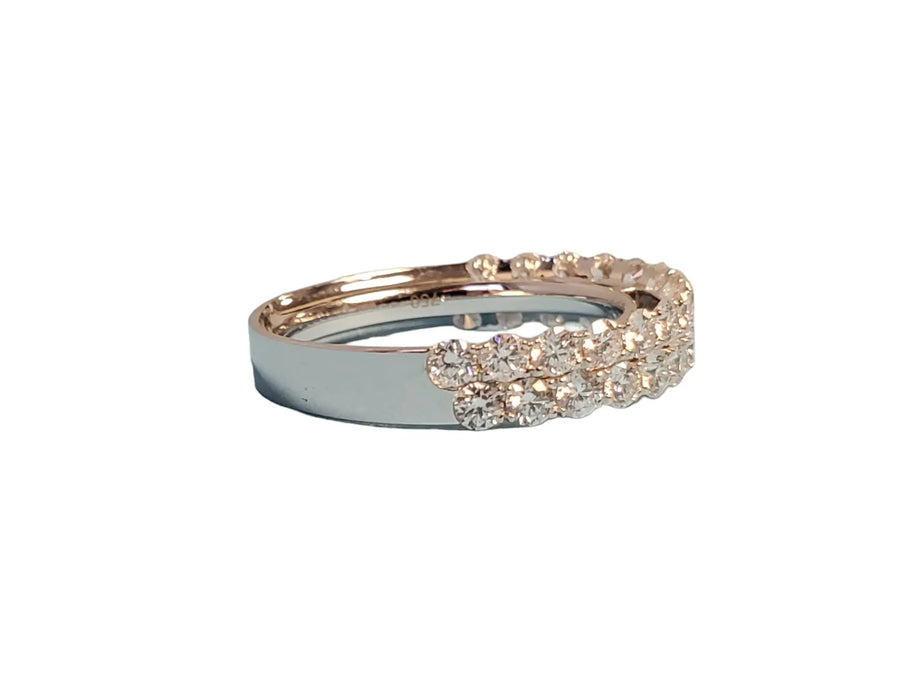 Diamond Band, Ring Two Rows 18k white gold 1.2tcw Beautiful VS Colorless Diamond - Joseph Diamonds