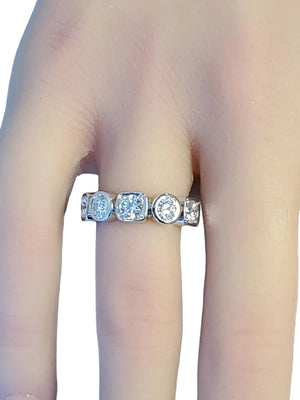 Estate Band Heavy Platinum Ring Custom 2tcw white VS-SI diamonds 5 stones - Joseph Diamonds