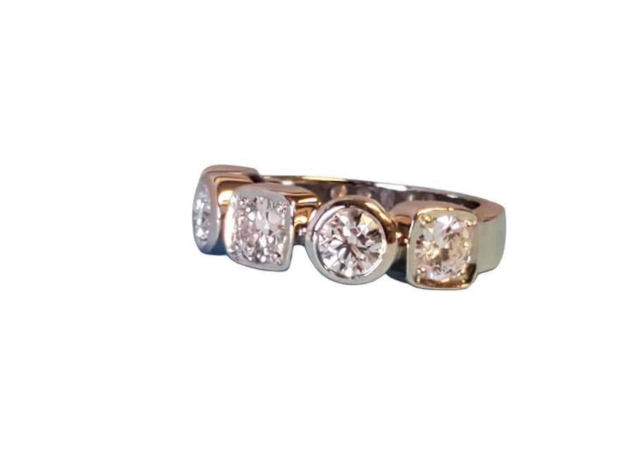 Estate Band Heavy Platinum Ring Custom 2tcw white VS-SI diamonds 5 stones - Joseph Diamonds