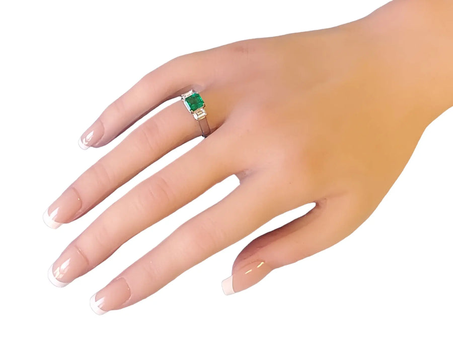 Estate Colombian emerald 1.13ct diamond ring Joseph Diamonds