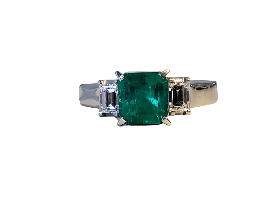 Estate Colombian emerald 1.13ct diamond ring - Joseph Diamonds