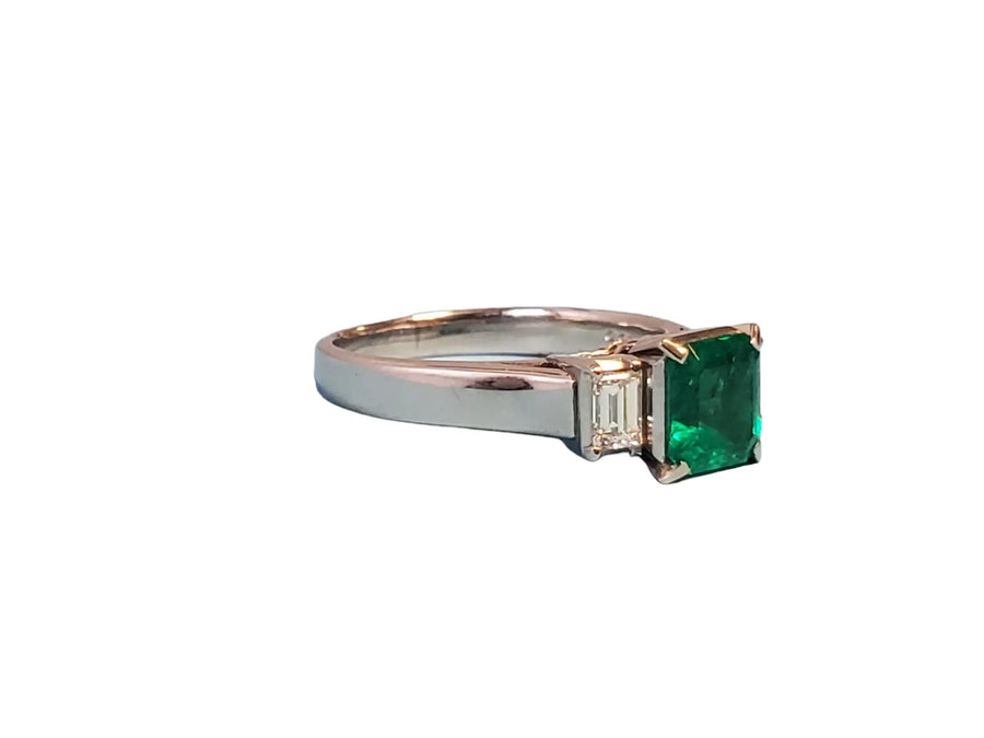 Estate Colombian emerald 1.13ct diamond ring - Joseph Diamonds