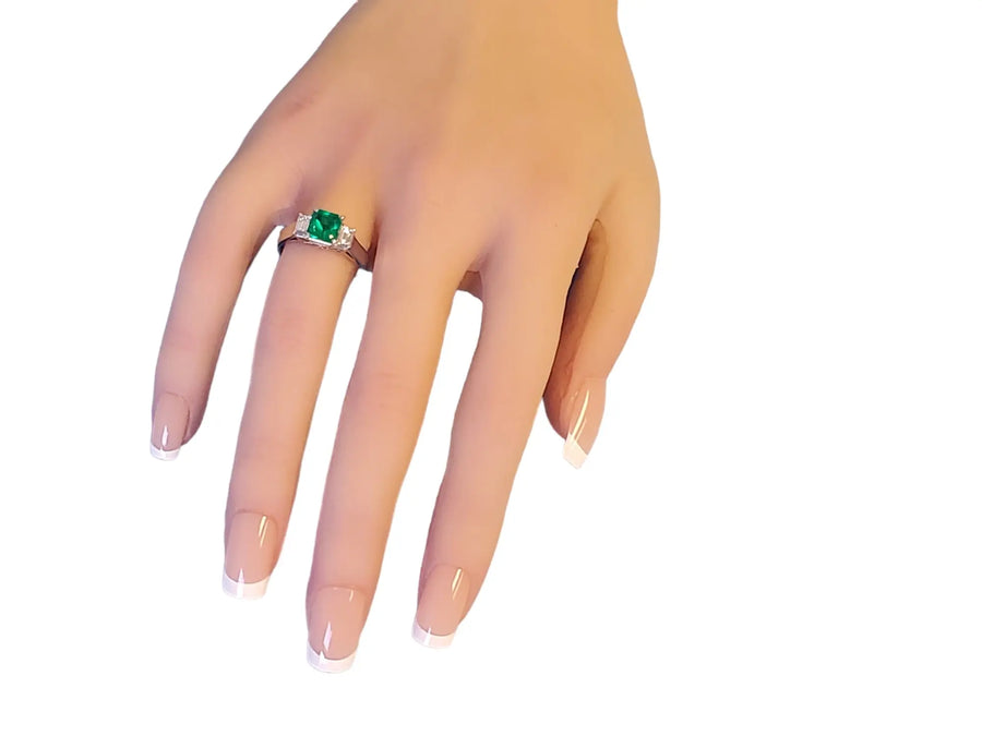 Estate Colombian emerald 1.13ct diamond ring Joseph Diamonds