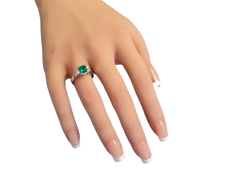 Estate Colombian emerald 1.13ct diamond ring Joseph Diamonds