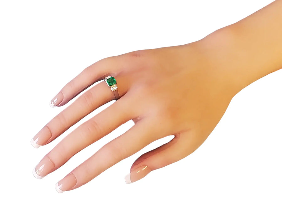 Estate Colombian emerald 1.13ct diamond ring Joseph Diamonds
