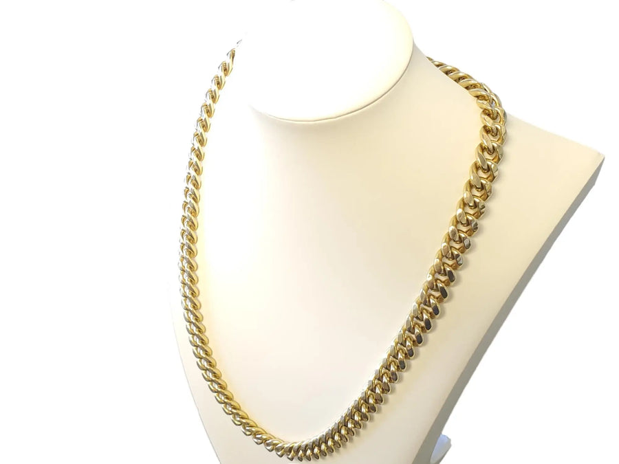 Estate Cuban Chain 10K Yellow Gold Necklace 24" Wide Links - Joseph Diamonds