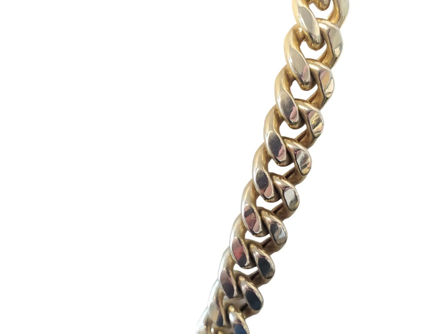 Estate Cuban Chain 10K Yellow Gold Necklace 24" Wide Links - Joseph Diamonds