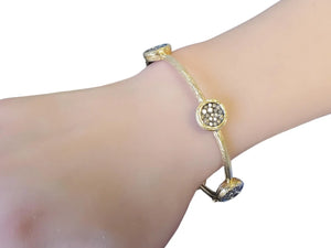 Estate Fine Bangle 14k Yellow Gold 1.59tcw Chocolate Diamonds Matte Scraped - Joseph Diamonds
