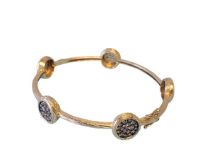 Estate Fine Bangle 14k Yellow Gold 1.59tcw Chocolate Diamonds Matte Scraped - Joseph Diamonds
