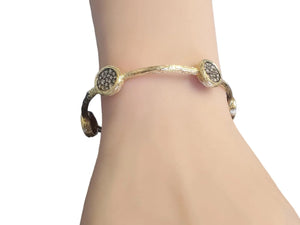 Estate Fine Bangle 14k Yellow Gold 1.59tcw Chocolate Diamonds Matte Scraped - Joseph Diamonds