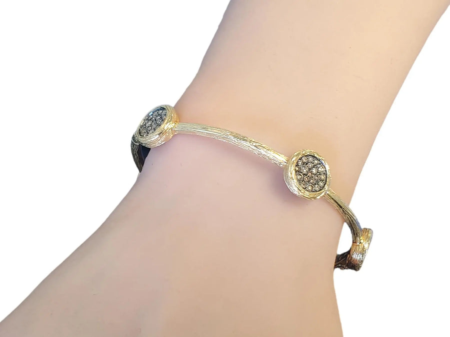 Estate Fine Bangle 14k Yellow Gold 1.59tcw Chocolate Diamonds Matte Scraped - Joseph Diamonds