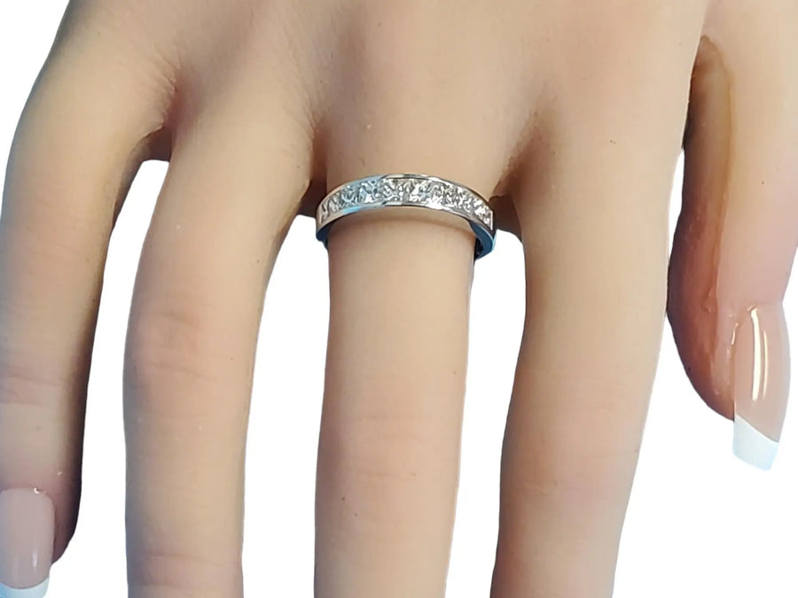 Estate Signed Diamond Ring in Platinum 1.50tcw White VS Princess Cut Diamonds - Joseph Diamonds