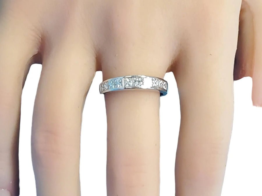 Estate Signed Diamond Ring in Platinum 1.50tcw White VS Princess Cut Diamonds - Joseph Diamonds