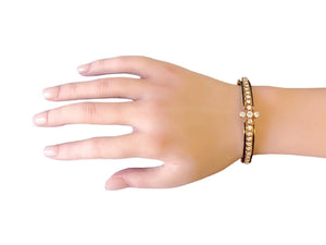 Estate Vintage Bracelet 14k Yellow Gold and Diamonds Black Enamel Mid Century - Joseph Diamonds