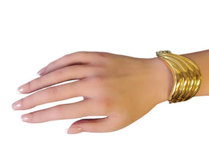 Estate Vintage Cuff Heavy 18k Yellow Gold Hinged Bracelet - Joseph Diamonds