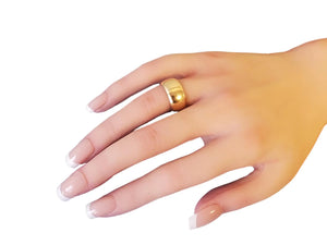 Estate Vintage Wide Wedding Band 14k Yellow Gold Cigar Style - Joseph Diamonds