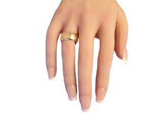 Estate Vintage Wide Wedding Band 14k Yellow Gold Cigar Style - Joseph Diamonds
