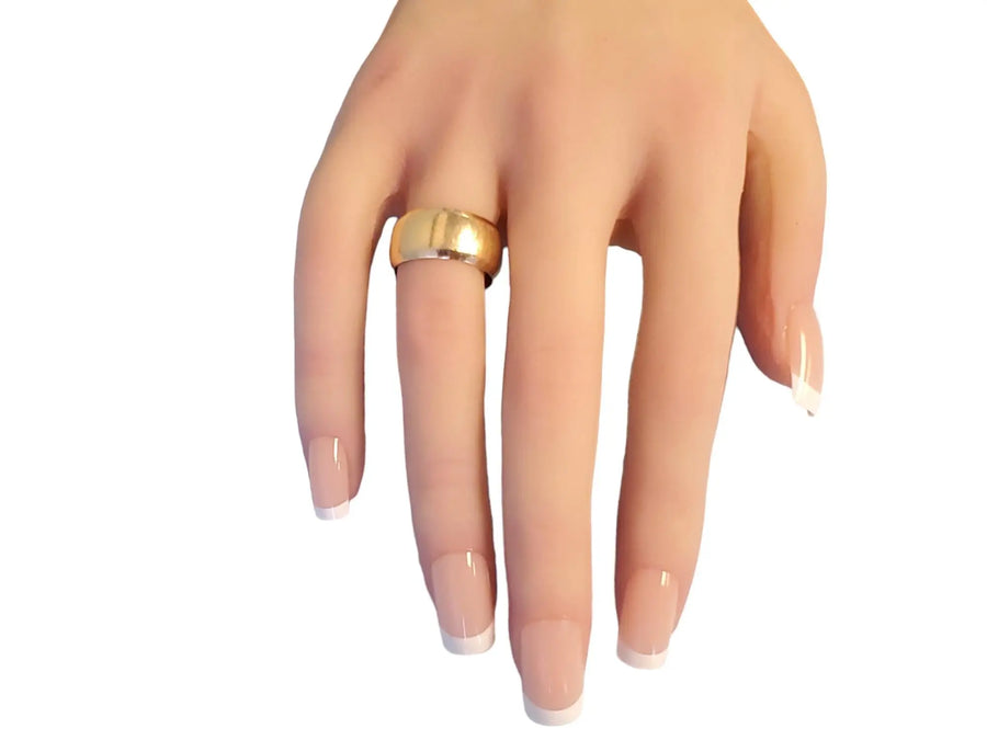 Estate Vintage Wide Wedding Band 14k Yellow Gold Cigar Style - Joseph Diamonds