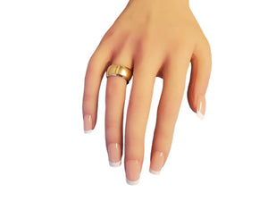 Estate Vintage Wide Wedding Band 14k Yellow Gold Cigar Style - Joseph Diamonds