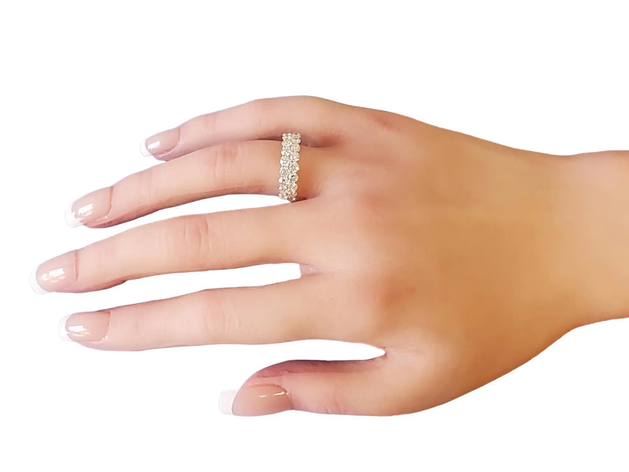 Eternity Band 1.61tcw 3 Row 18k White Gold White VS Diamonds New Close Out ring - Joseph Diamonds