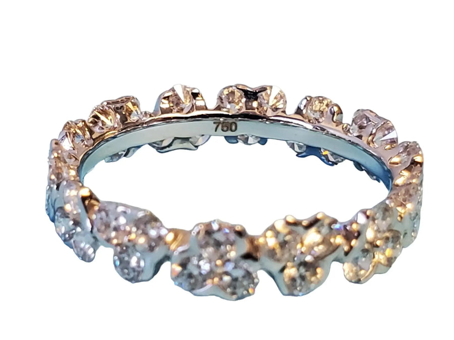 Eternity Band 1.65tcw Flower 18k White Gold White VS Diamonds New Close Out ring - Joseph Diamonds