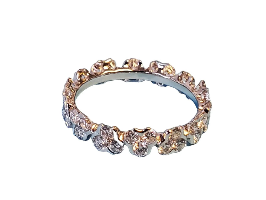 Eternity Band 1.65tcw Flower 18k White Gold White VS Diamonds New Close Out ring - Joseph Diamonds