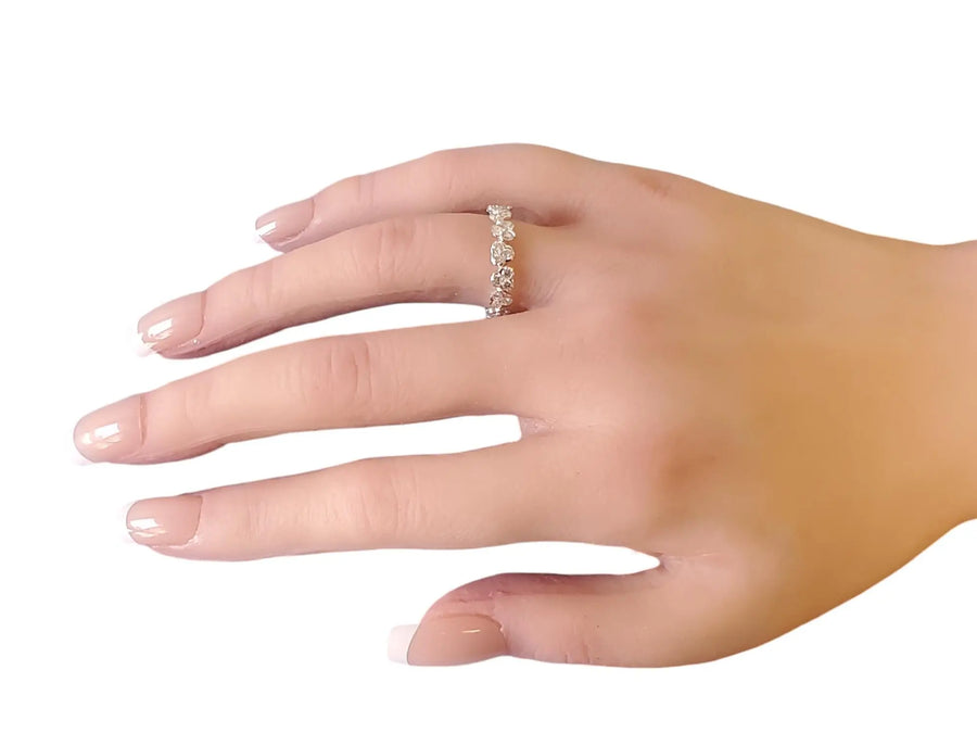 Eternity Band 1.65tcw Flower 18k White Gold White VS Diamonds New Close Out ring - Joseph Diamonds