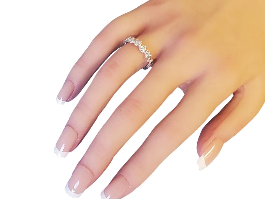 Eternity Band 1.65tcw Flower 18k White Gold White VS Diamonds New Close Out ring - Joseph Diamonds