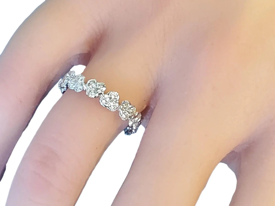 Eternity Band 1.65tcw Flower 18k White Gold White VS Diamonds New Close Out ring - Joseph Diamonds
