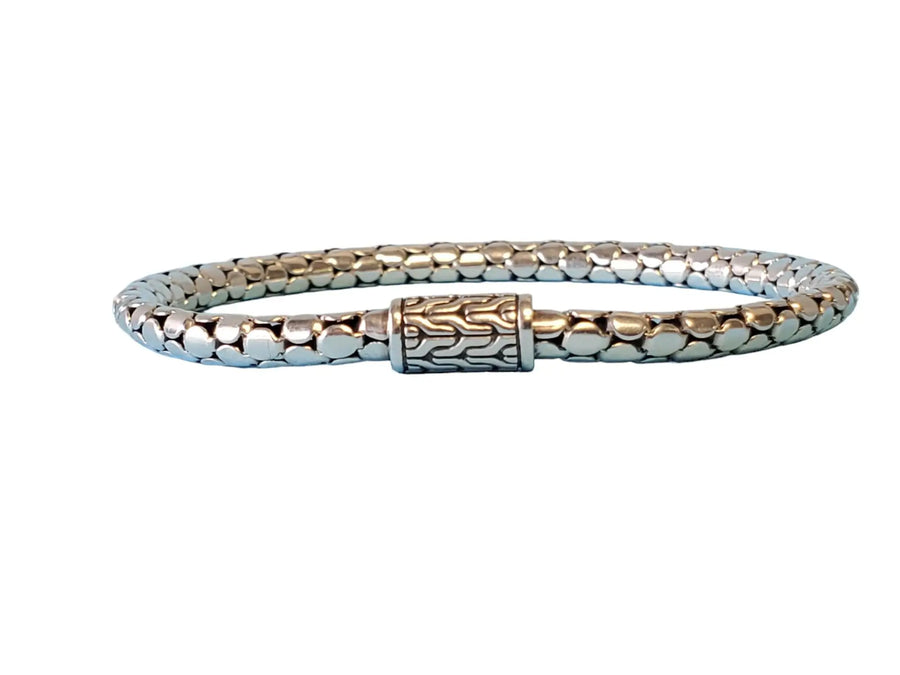 John Hardy Sterling Bracelet Vintage Dot Box Chain Articulated