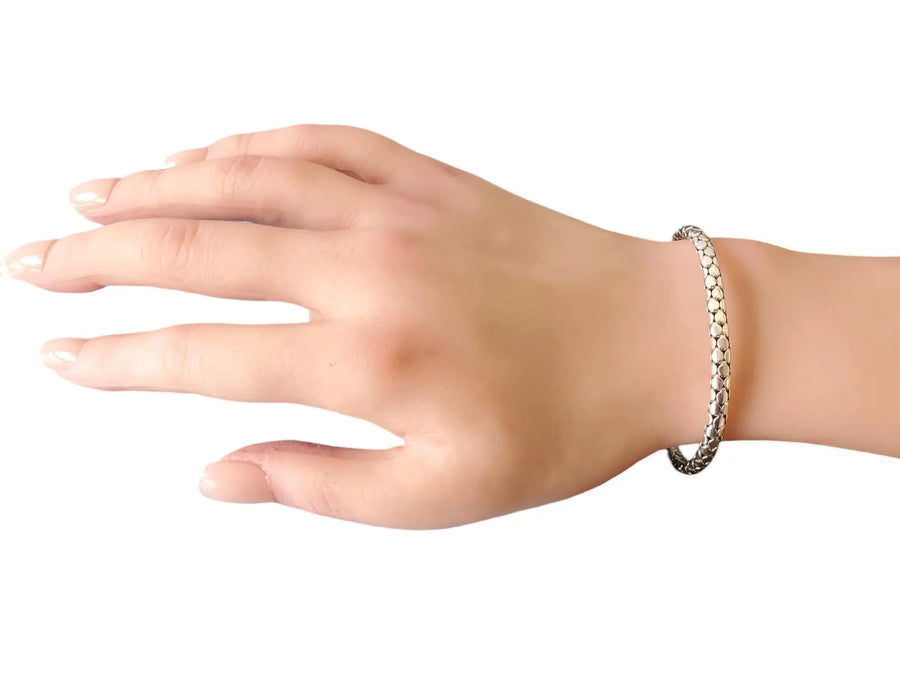 John Hardy Sterling Bracelet Vintage Dot Box Chain Articulated