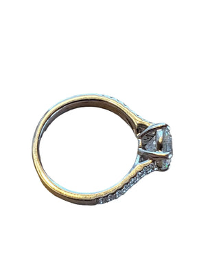 Light Yellow Oval 1.00 ct Center Diamond Ring 18k White and Rose Gold 1.6tcw - Joseph Diamonds
