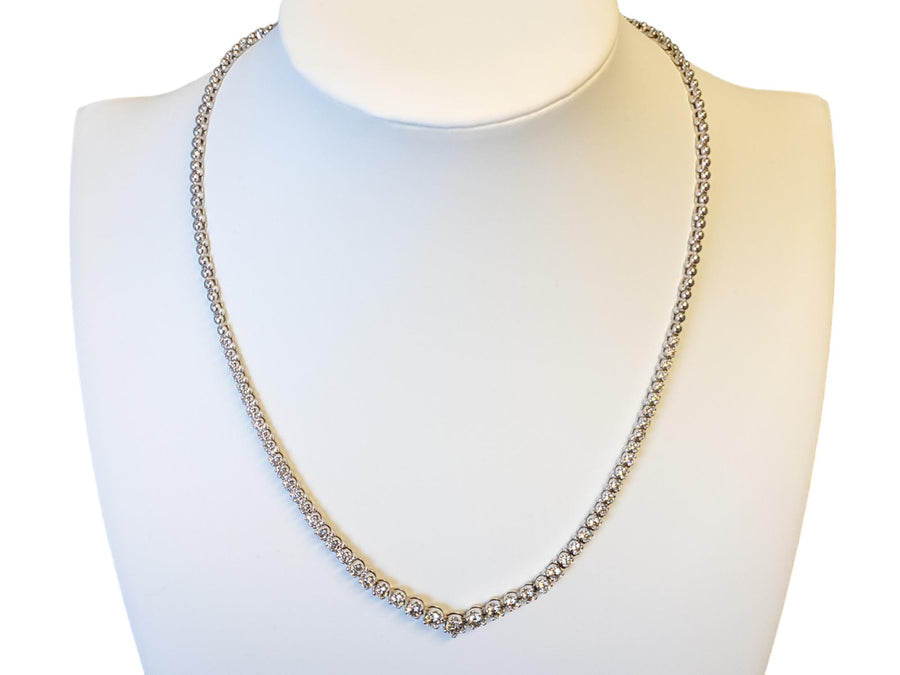 Rivieria Necklace 10k White Gold 4tcw Natural Diamonds