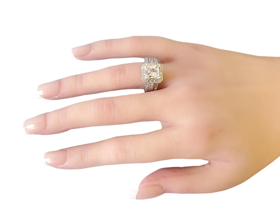 Natalie K 14k White Gold 3.25tcw Diamond Wedding Ring IGI Laser Inscribed