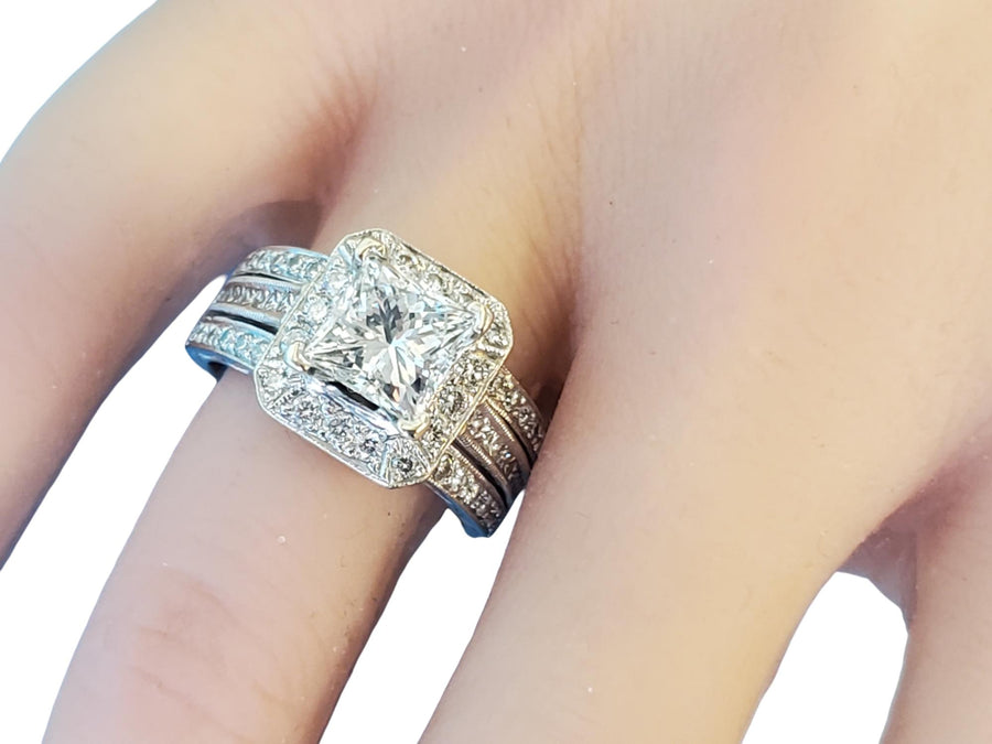 Natalie K 14k White Gold 3.25tcw Diamond Wedding Ring IGI Laser Inscribed